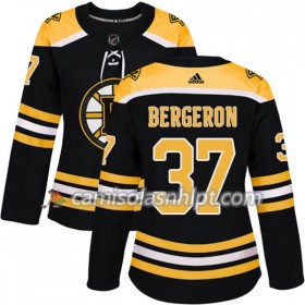 Camisola Boston Bruins Patrice Bergeron 37 Adidas 2017-2018 Preto Authentic - Mulher